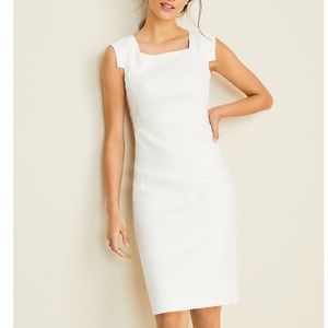 Ann Taylor NWT Square Neck Sheath Dress In Linen Herringbone Size 0